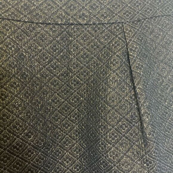 Ann Taylor Loft Women’s Size 12 Black Metallic Gold A Line Mini Skirt Pleated - Picture 3 of 9